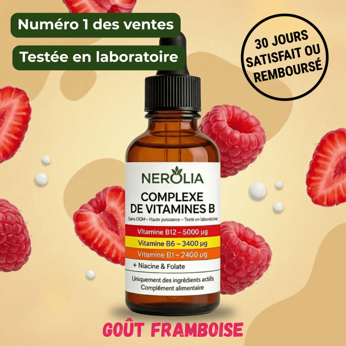 NEROLIA — Gouttes Liquides Vitamines B12 B6 B1 — Formule 5 - en - 1 avec Niacine & Folate. - NEROLIAMa boutiqueNEROLIANEROLIA — Gouttes Liquides Vitamines B12 B6 B1 — Formule 5 - en - 1 avec Niacine & Folate.NEROLIA — Gouttes Liquides Vitamines B12 B6 B1 — Formule 5 - en - 1 avec Niacine & Folate.1opti